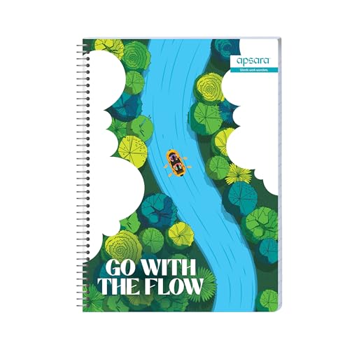 Image of Apsara 6 Subject Spiral Notebook, 400 Pages, Pack of 1, Single Line, 60 GSM -29.7 cm x 21 cm, Soft Cover Notebook for School, College Students, Exam Preparation & Professionals, Design May Vary