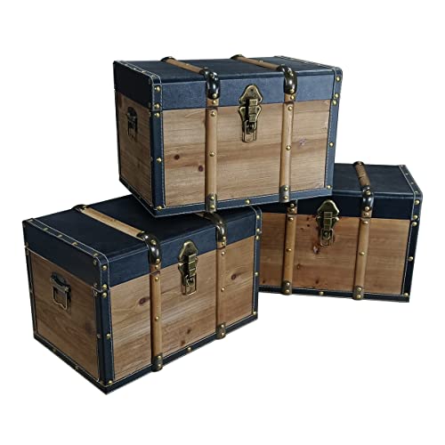 Kepciti Wooden And Leather Treasure Chest, Decorative Props Storage, Vintage Wooden Box Storage Box, Souvenir Gift Jewelry Box Collection Box，Decorative Wooden Box(Retro15.74 * 10.43 * 10.43Inch) #TOP1