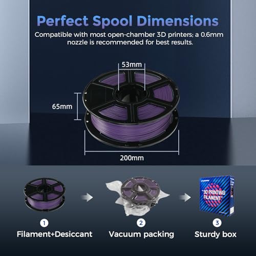 Image of FLASHFORGE Carbon Fiber PLA Filament 1.75mm Iris Purple, Reinforced 3D Printer Filament 1kg, Lightweight & High-Strength PLA-CF Filament, Strong & Easy to Print