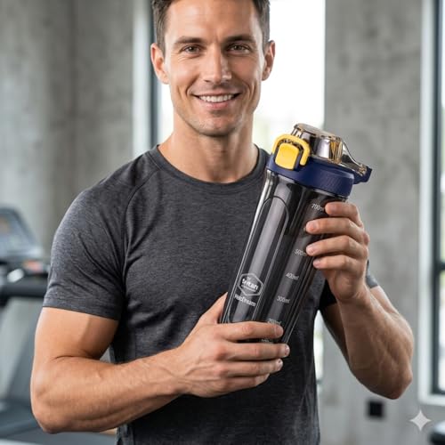 Image of Zyro Premium Tritan Water Bottle 700ml | BPA Free, Leakproof Flip Lock Lid, Wide Mouth Sports Bottle with Cyclone Mixer | Gym, Fitness, Office & Travel Water Bottle (Pack Of 1,BlackYellow)