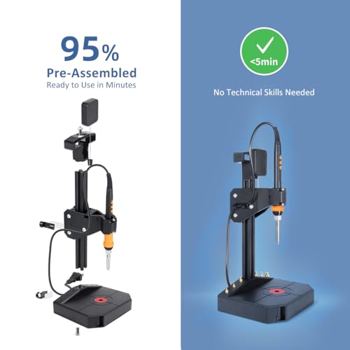 Image of Vertical Heat Set Insert Tool Pressing Machine with 90W Soldering Iron, Heat Set Tips M2-M8, 30PCS Brass Nuts Threaded Inserts for 3D Printed Part