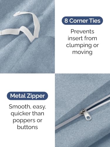 Image of Duvet Cover Full Size - 3 Piece with Zipper Closure - Heathered Blue
