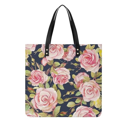 Tote bag fleur rose grand sac à bandoulière shopper