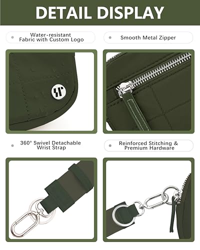 Image of Wallet Wristlet for Women, RFID Wallet Keychain with Dual Pocket (Dark Green)