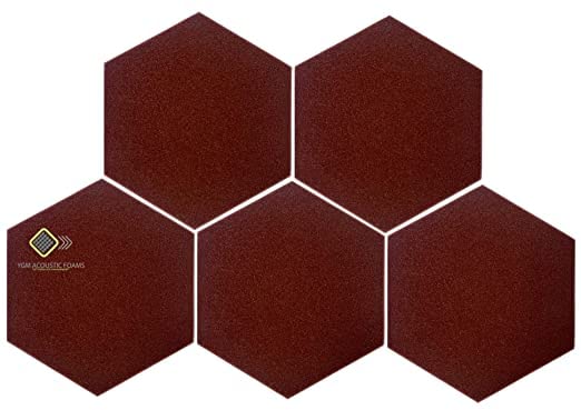 Image of YGM Acoustic Foams Professional Hexagon Acoustic Foam Panels, Absorption Panel, 12 X 12 X 1 inch High Density Edge Wall Tiles for Acoustic Treatment (Coffee Brown, Set of 10)