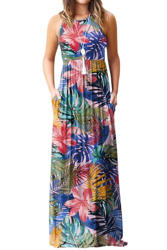 Image of DEARCASE Women's Sleeveless Summer Maxi Dress with Pockets,Beach,Vacation