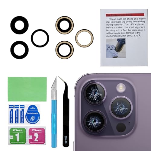 Perzework OEM Back Rear Camera Lens Glass Replacement for iPhone 14 Pro and iPhone 14 Pro Max with pre-Installed Adhesive and Reparing Toolkit