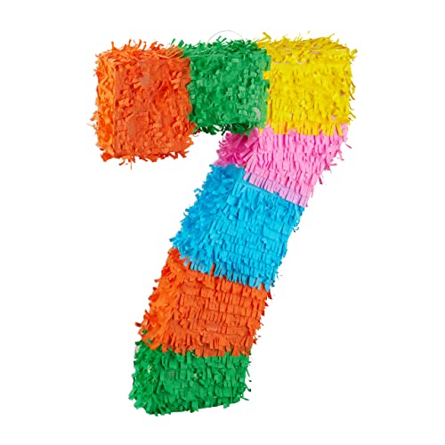 Relaxdays- Pinata Chiffre 7, 10025189_909, Coloré, 7, Rainbow
