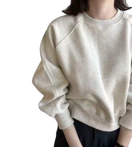 [MaxWant] トレーナー レディース 長袖 トップス スウェット 無地 大きいサイズ プルオーバー カジュアル 着回し 春 秋 冬 (JP, アルファベット, L, ライトグレー)（Amazon）