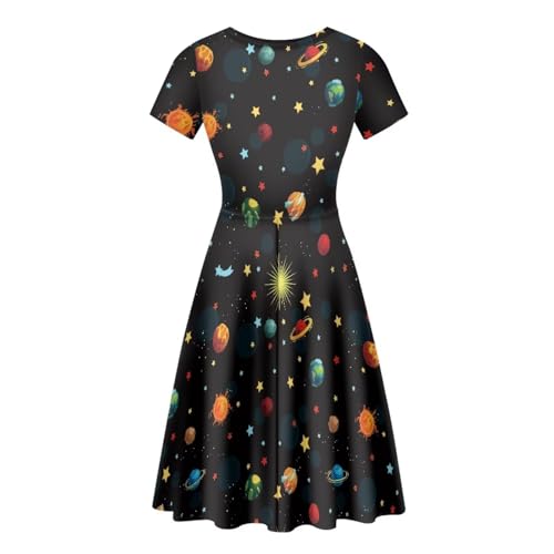 Image of AFPANQZ Womens Casual Summer Lightweight Vintage Dress Short Sleeve Midi Dress Knee-Long Luxury Formal Dress