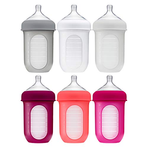 Boon, NURSH Reusable Silicone Pouch Baby Bottles for Air-Free Feeding with Stage 2
