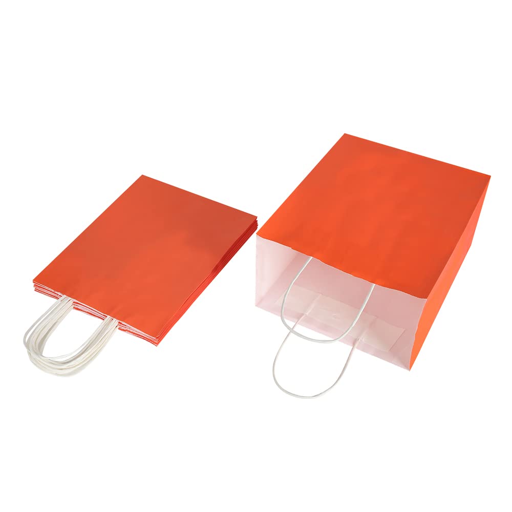 Oikss Lot De 100 Sacs En Papier Kraft De Taille Moyenne Avec Poignées Pour Anniversaire, Mariage, Courses, Magasinage, Plats à Emporter, Loisirs