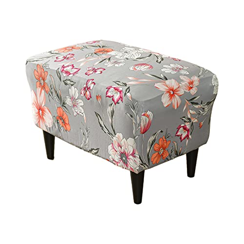 Krfoonn Ottoman Slipcovers Stretch Rectangle Footrest Stool Covers Printed Ottoman Cover For Foot Stool Furniture Protector With Non Slip Elastic Bottom(02, Large) #TOP4
