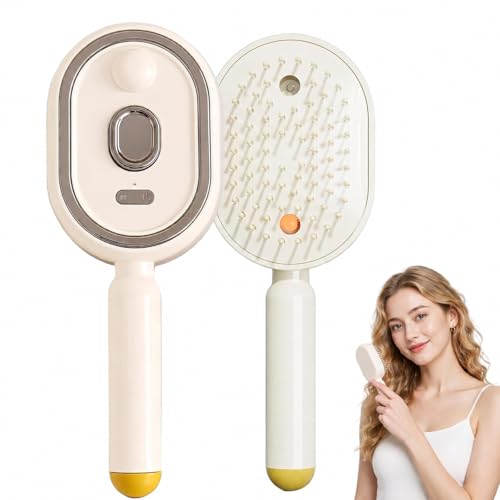 Electric Spray Air Cushion Massage Comb 2026 Upgrade Air Cushion Brush with Self-Cleaning Anti-Tangle Anti-Static for Frizzy Hair & Scalp Care (Beige)