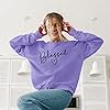 UNIQUEONE Blessed Sweatshirt for Women Letter Prin... #2