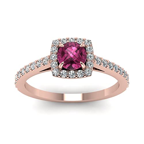 Bague halo or rose 14 carats serti griffes pour des fiançailles d'exception