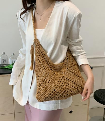 Boho Straw Bags for Women Large Woven Tote Bag Straw Beach Bag Shoulder Bags Purse Handbags Summer Straw Hobo Bag2