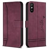 Bravoday Coque pour Xiaomi Redmi 9A / Redmi 9AT, Etui Cuir avec Magnetique, Flip Pochette Housse pour Xiaomi Redmi 9A / Redmi 9AT Protection, Vin Rouge