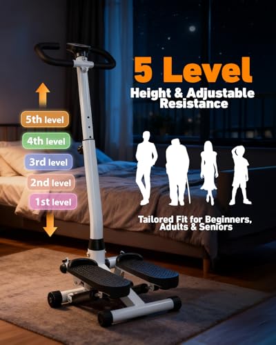 Image of RORALA Twist Stepper with Handlebar,Stair Step Machine for Cardio Workout,Compact Home Exercise Equipment,300LBS MAX Weight Capacity