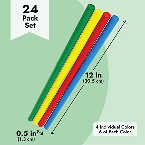 24 Pack Rhythm Lummi Music Sticks for Kids, Bulk Set Percussion Musical Instruments for Classroom, 4 Colors (12 in) 3 41LJAz8PD L. AC