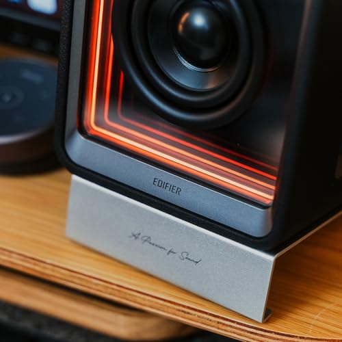 EDIFIER Pair of Aluminium Speaker Stands Speaker Stands with 10° Tilt Angle for Optimal Sound, Non-Slip & Vibration Dampening - Compact Dimensions 117 x 38 x 208 mm - Elegant Design - Image 6