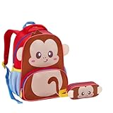 Kit Mochila e Estojo Creche Infantil Zoop Macaco