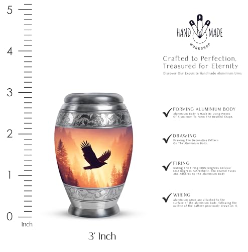 Image of Eagle Urn - Small Cremation Urn for Human Ashes Adult Male - Decorative Burial Urns for Mom Dad - 3 - Inch Set of 2