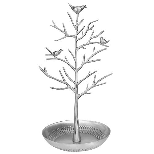 Well-Strong Jewelry Tree Necklace Earring Holder Modern Cute Bird Jewelry Stand For Women Girls Teen Silver #TOP6