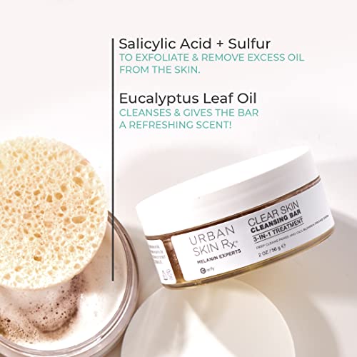 Urban Skin Rx Clear Skin Cleansing Bar | 3-In-1 Daily Cleanser, Exfoliator And Mask Removes Excess Oil And Improves Blemishes, Formulated With Salicylic Acid, Eucalyptus And Sulfur | 3.7 Oz #TOP1