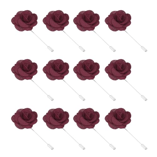 Image of PATIKIL Flower Boutonnieres Pin, Handmade Camellia Lapel Pin for Men Women Suit Wedding Graduation Anniversary Brooch Outfit Accessories