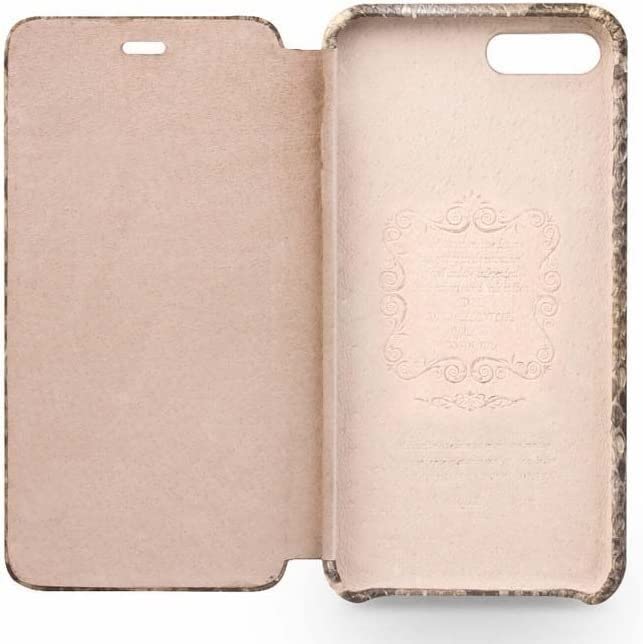 Étui à rabat en cuir iPhone SE3 luxueux folio gris style python