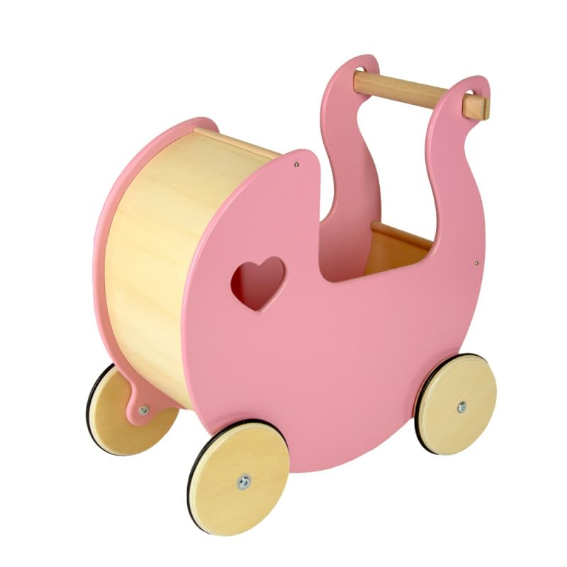 Unique Nature Puppenwagen Holz rosa Ruby 42,5x42x23 cm – Stabiler Holzpuppenwagen ab 3 Jahren mit glatten Kanten, pädagogisch wertvoll Mädchen – Bild 6