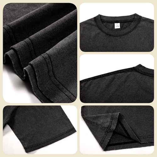 3 Pack Men's Oversized Cotton T-Shirts Loose Fit Vintage Tee Short Sleeve Casual Tshirts Solid Tops(BKGYBG,M) - Image 6