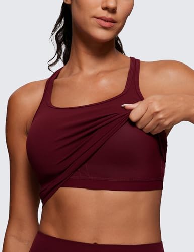Image of CRZ YOGA Butterluxe Racerback Crop Tank Tops | Light Support, Removable Pads, Yoga, Extremely Soft, Scoop Neck, Longline Sports Bras for Women