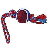 LOVINPUP Dog Rope Toy with Tennis Ball, Nylon Ropes with Balls, Fun Tug of War Toys for Dogs, Tough Pet Toy for Aggressive Chewers, Eskimo, Terrier, Beagle and More (1 Rope Dog Toy Red Ball FBA)