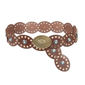 XuoAz Women Wide-Disc Western-Belts Boho-Concho-Belt Cowgirl Cowboy Chunky Belts for Jeans Pants