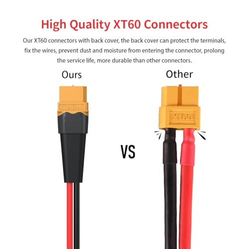 ELFCULB 10AWG 2FT XT60 Solar Cable 2 10 25 35 50 75 100FT XT60 Extension Cable Solar Panel Connector to XT60 Connector for Portable Power Station (2FT)