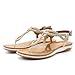UBFEN Womens Flat Sandals Dress Braided T-Strap Thong Sandals with Arch Support ComfortAle for Walking A-Khaki Color Size US 9