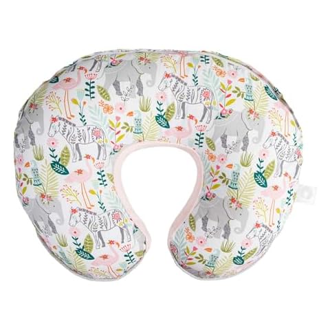 Boppy Nursing Pillow Luxe Support, Pink Sweet Safari, Ergonomic Nursing Essentials for Bottle and Breastfeeding, Firm Fiber Fill, with Soft Removable Nursing Pillow Cover, Machine Washable Cover