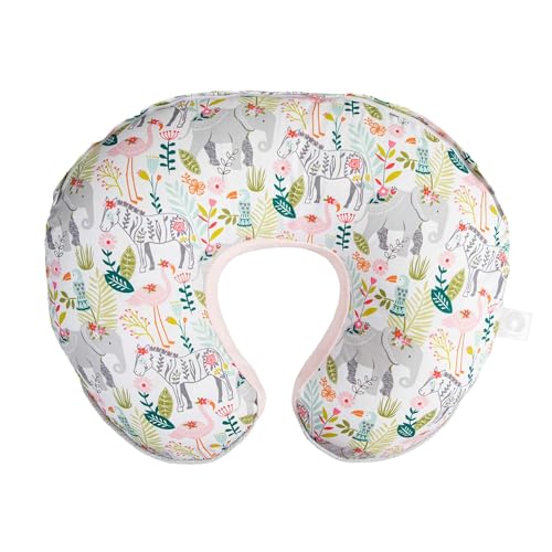 Image of Boppy Nursing Pillow Luxe Support, Pink Sweet Safari, Ergonomic Nursing Essentials for Bottle and Breastfeeding, Firm Fiber Fill, with Soft Removable Pillow Cover, Machine Washable