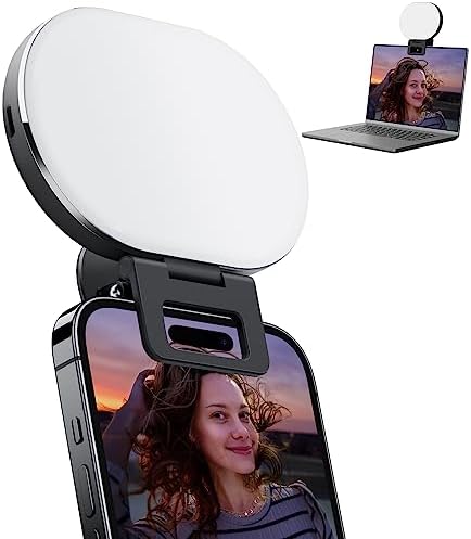 Weilisi Rechargeable Selfie Light - Clip-on LED Pocket Light for iPhone, Portable Makeup Light for TikTok, Zoom Calls and Videos Fill Light, 3 Lighting Modes
