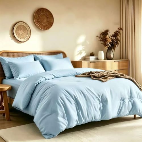 Image of Queen Comforter Set Prewashed Lightweight Quilted Bedding for All Season