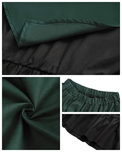 Fiamll Renaissance Kleid Damen Mittelalter Kleidung Damen Kostüme Fasching Kleid Set Grün+ Schwarz XXL(Top und Rock)
