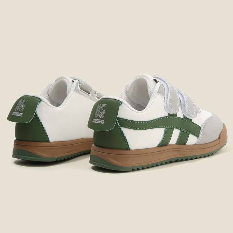 Kids Sport Sneakers with Double Hook and Loop Straps, Black and White, Gum Sole3