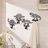 Otoolling 4 Pcs Fun Dinosaur Wall Hooks Metal Decorative Dinosaur Silhouette Shape Coat Hooks Wall Mounted for Bathroom Room Decor Nursery Towels Hats Umbrellas