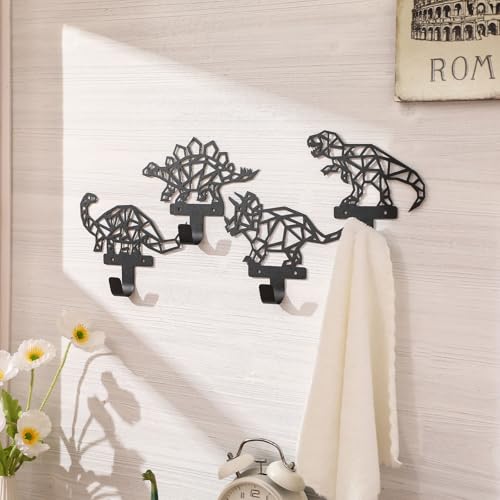Otoolling 4 Pcs Fun Dinosaur Wall Hooks Bathroom Decor Metal