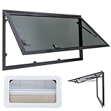 autozen Ausstellfenster Camper 900x500mm, Wohnmobilfenster Seitenfenster mit integriertem Rollo & Fliegengitter, RV Push Fenster für Van, Camper & Wohnwagen Fenster