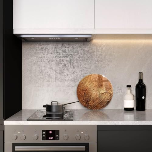Planche à découper induction Wallfluent 30cm avec décor pot d'arbre à bois rustique - 4
