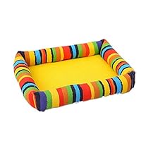 Amazon | 星柄 虹 ストライプ マルチカラー ペットベッド スクエア型