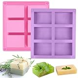 Seifenformen Silikon, 2 Stück Rechteckige Seifenform, 6-Cavity Hand Made Seifenformen zum Gießen,...